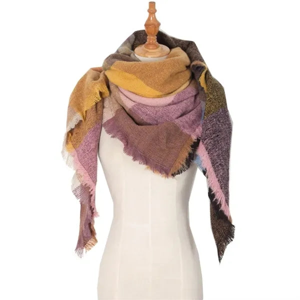 Classic tassel tartan plaid warm thick shawl scarf