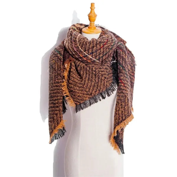 Classic tassel tartan plaid warm thick shawl scarf