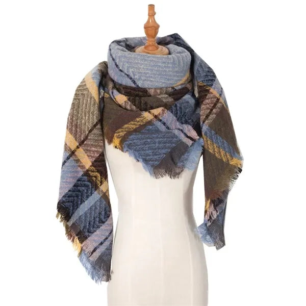 Classic tassel tartan plaid warm thick shawl scarf