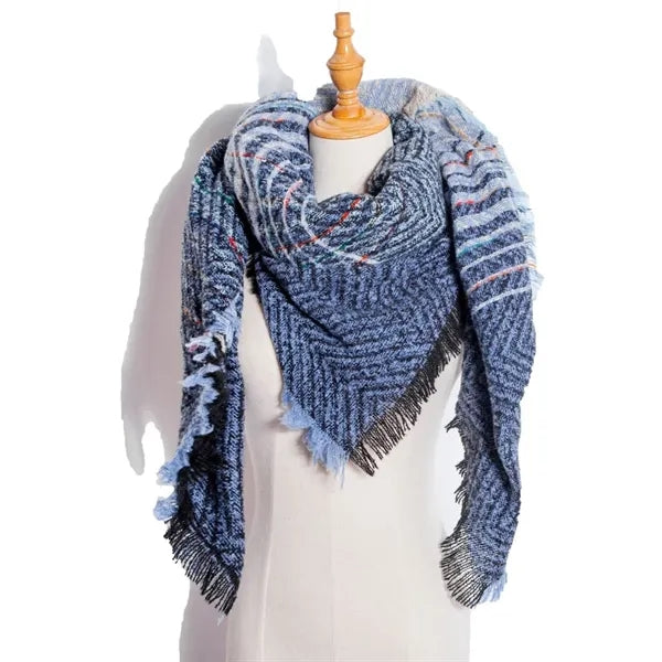 Classic tassel tartan plaid warm thick shawl scarf