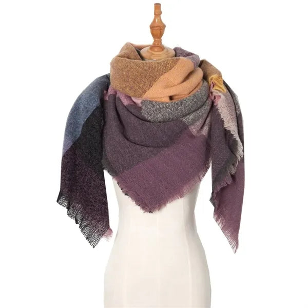 Classic tassel tartan plaid warm thick shawl scarf