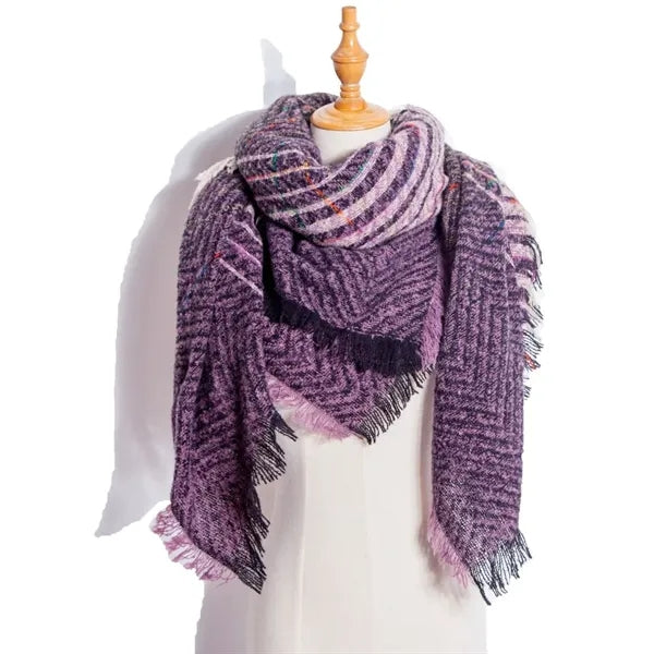 Classic tassel tartan plaid warm thick shawl scarf