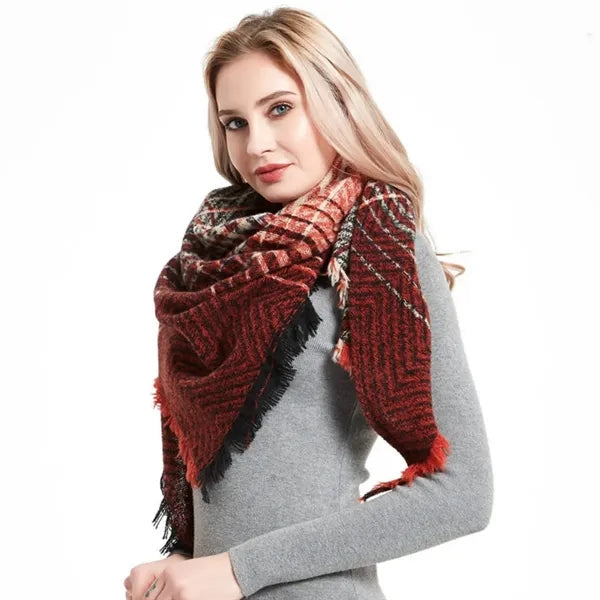 Classic tassel tartan plaid warm thick shawl scarf