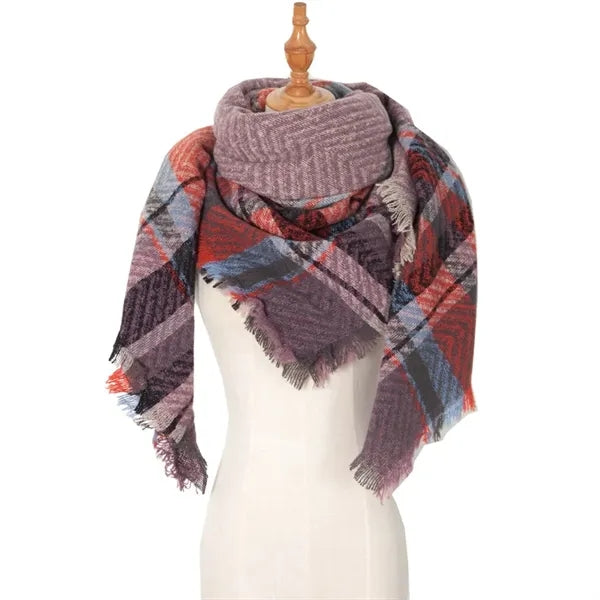 Classic tassel tartan plaid warm thick shawl scarf