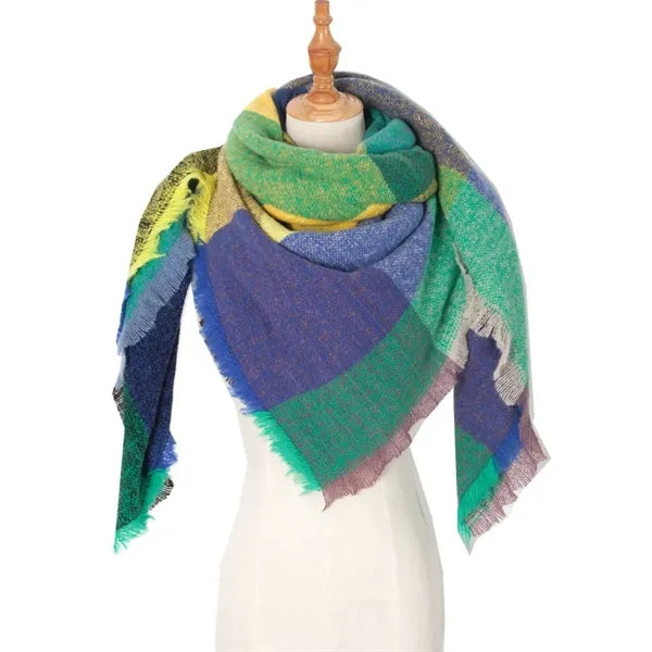 Classic tassel tartan plaid warm thick shawl scarf