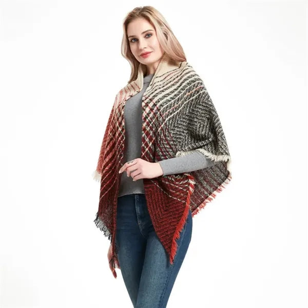 Classic tassel tartan plaid warm thick shawl scarf