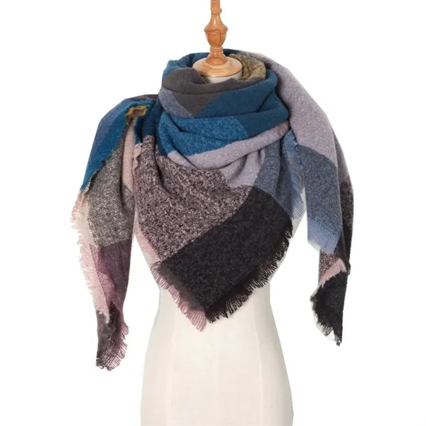 Classic tassel tartan plaid warm thick shawl scarf