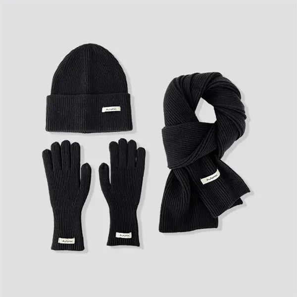 3 in 1 Womens Wool Hat Gloves & Scarf Winter Set