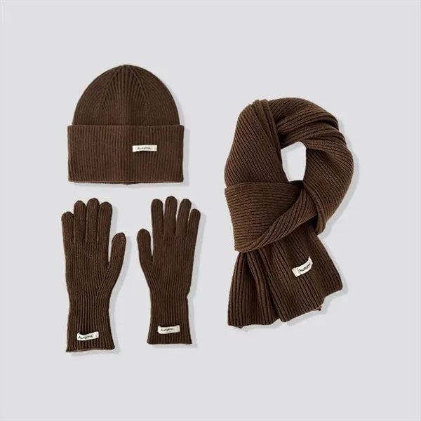3 in 1 Womens Wool Hat Gloves & Scarf Winter Set