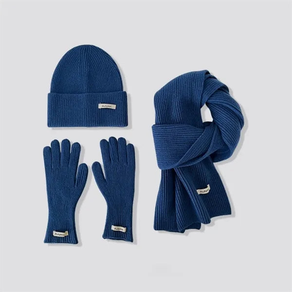 3 in 1 Womens Wool Hat Gloves & Scarf Winter Set