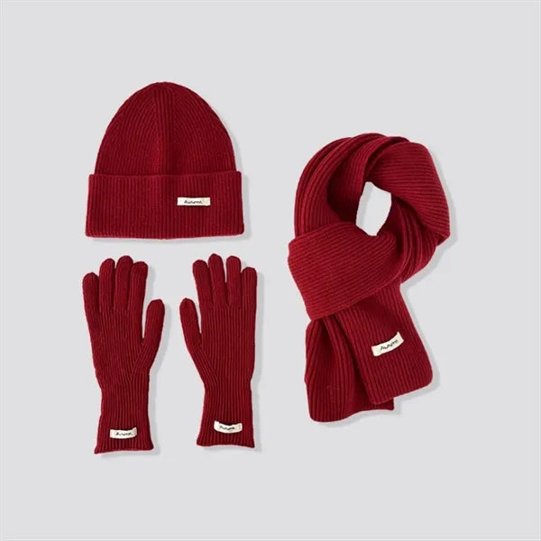3 in 1 Womens Wool Hat Gloves & Scarf Winter Set