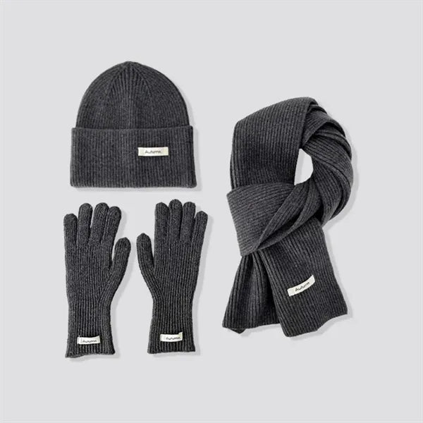 3 in 1 Womens Wool Hat Gloves & Scarf Winter Set