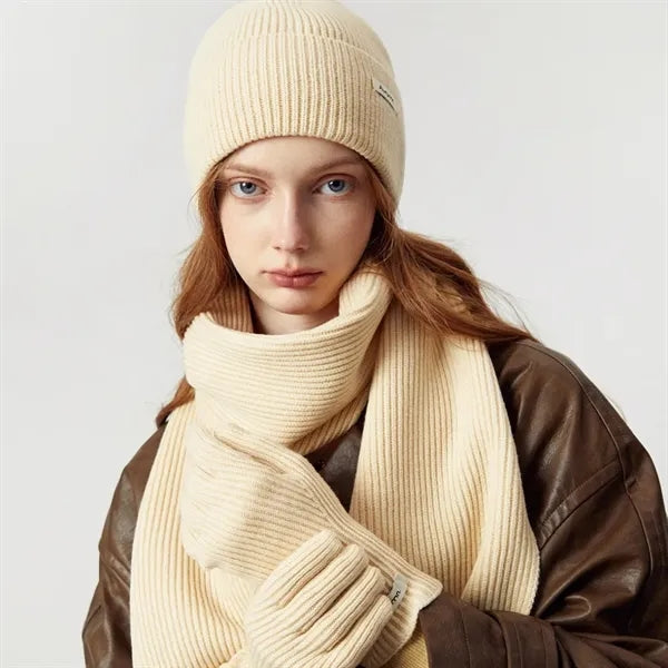 3 in 1 Womens Wool Hat Gloves & Scarf Winter Set