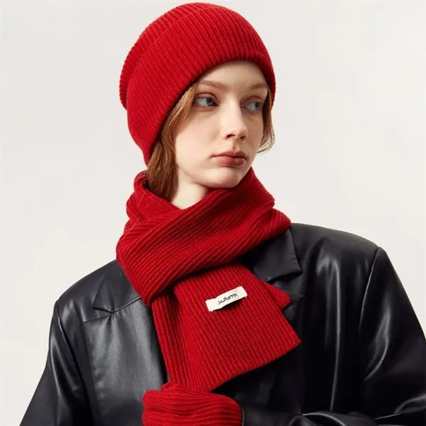 3 in 1 Womens Wool Hat Gloves & Scarf Winter Set