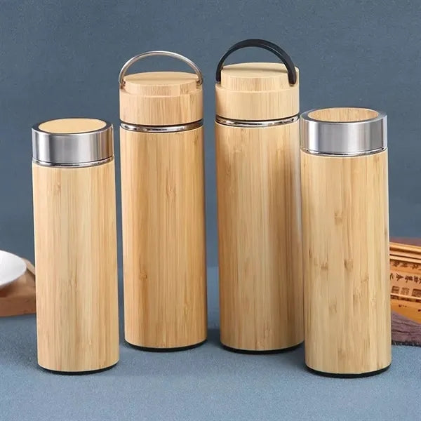 500ml Stainless Steel Bamboo Water Bottle With Tea Infuser