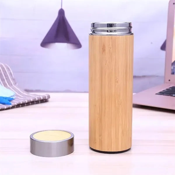500ml Stainless Steel Bamboo Water Bottle With Tea Infuser