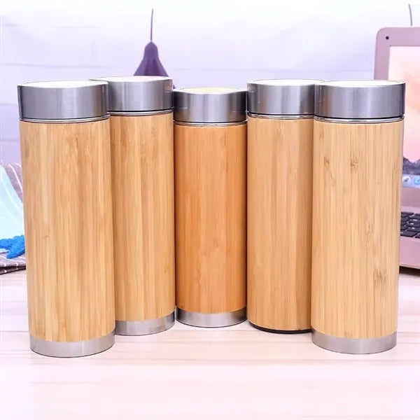 500ml Stainless Steel Bamboo Water Bottle With Tea Infuser