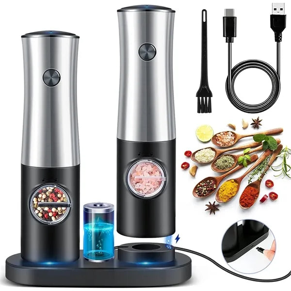 Electric Salt and Pepper Grinder Set For Kitchen