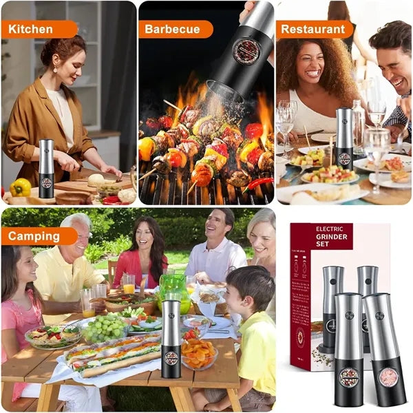 Electric Salt and Pepper Grinder Set For Kitchen