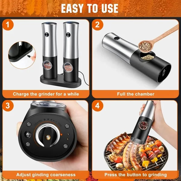 Electric Salt and Pepper Grinder Set For Kitchen