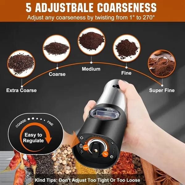 Electric Salt and Pepper Grinder Set For Kitchen