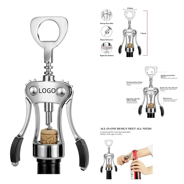 Zinc Alloy Wing Corkscrew Heavy Duty Wine Bottle Opener
