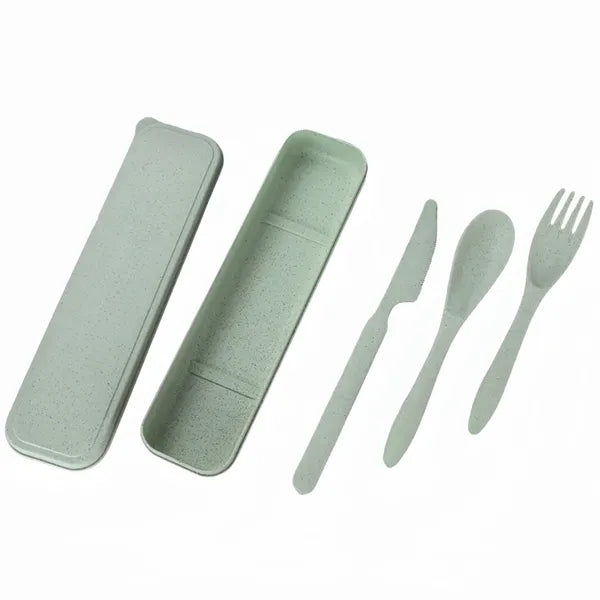 Wheat Straw Knife Fork Spoon Tableware Set Outdoor Travel