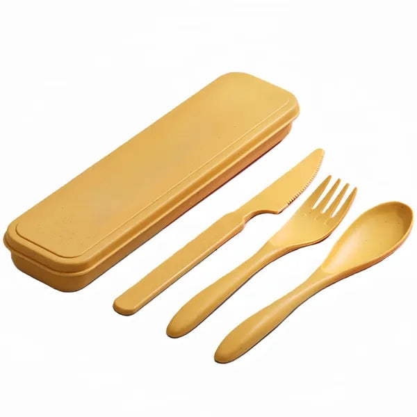 Wheat Straw Knife Fork Spoon Tableware Set Outdoor Travel
