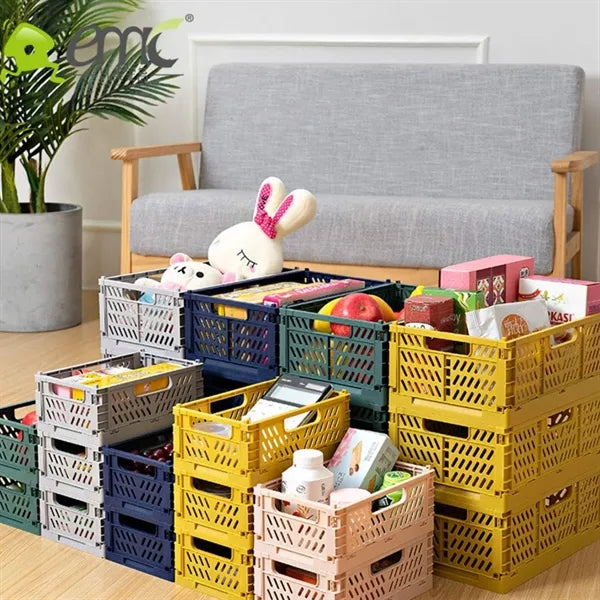 Small Family Bedroom Collapsible Plastic Storage Crate