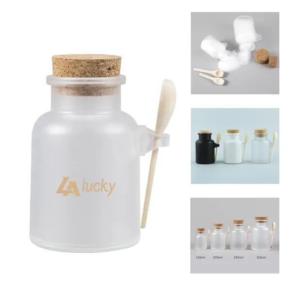 Bath Salt Plastic Bottle With Wood Spoon