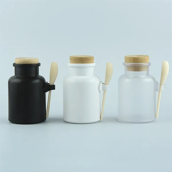 Bath Salt Plastic Bottle With Wood Spoon