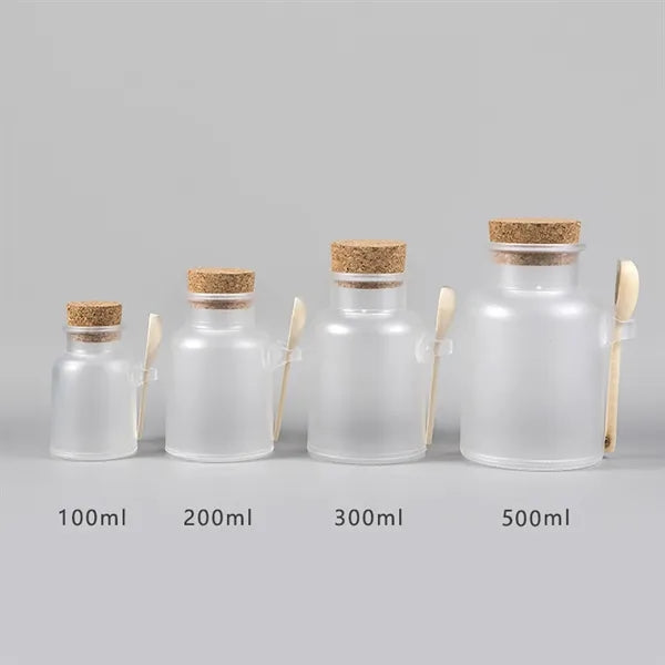 Bath Salt Plastic Bottle With Wood Spoon