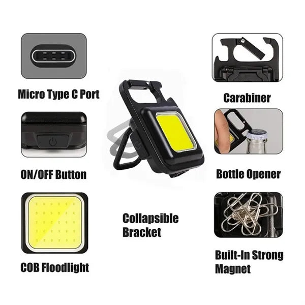 Camping Easter Emergency Rechargeable Cob Keychain Light