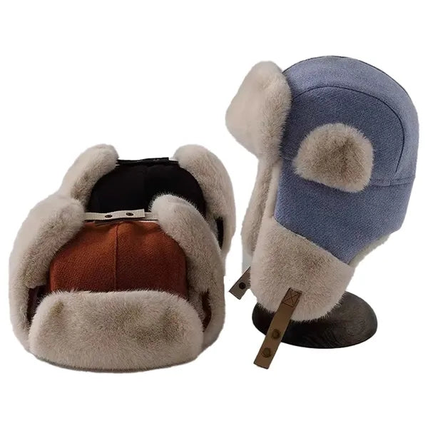 Windproof Plush Warm Trapper Caps Winter Hat