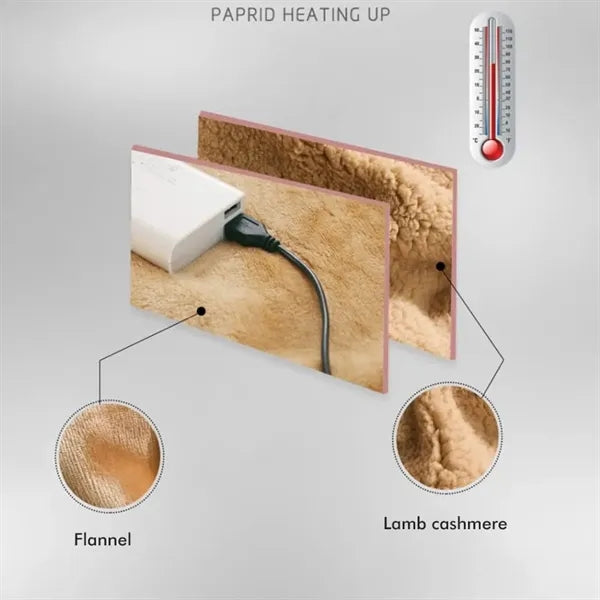 USB Plush Heating Blanket with Pocket Hand Warmer