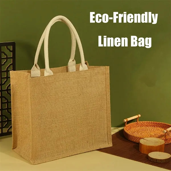 Jute Vintage Hand-Held Advertising Giveaway Tote Bag