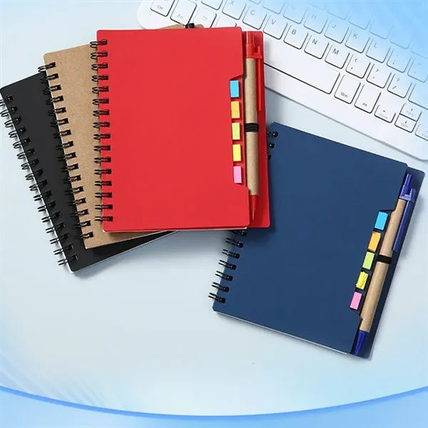 Hardcover Spiral Notebook with Pen and Sticky Notes