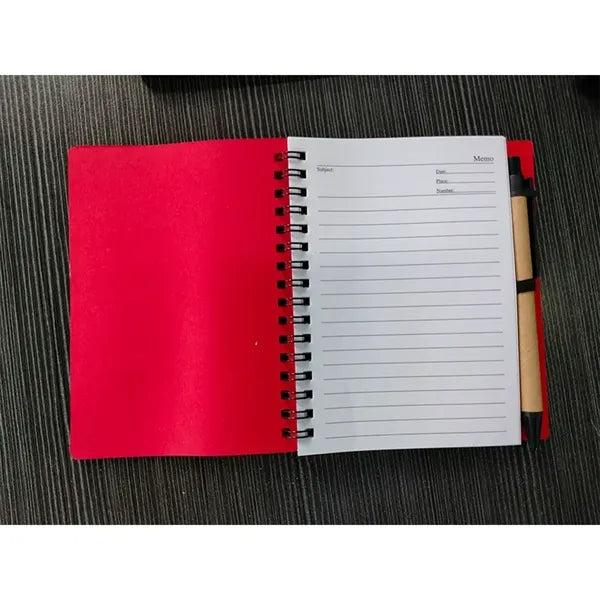 Hardcover Spiral Notebook with Pen and Sticky Notes