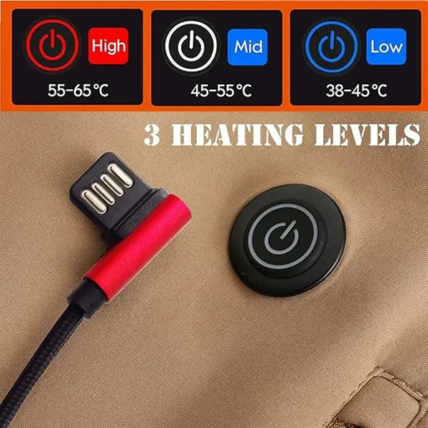 USB Rechargeable Electric Heated Jacket For Outdoor Sports