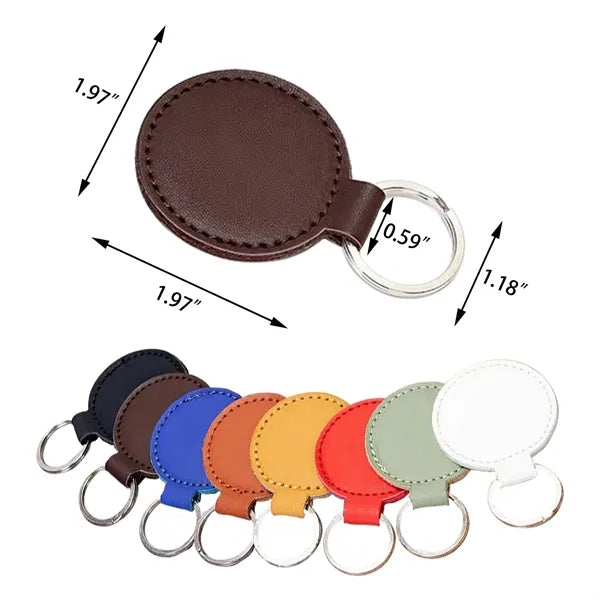 Simulated Leather Circular Key Chain