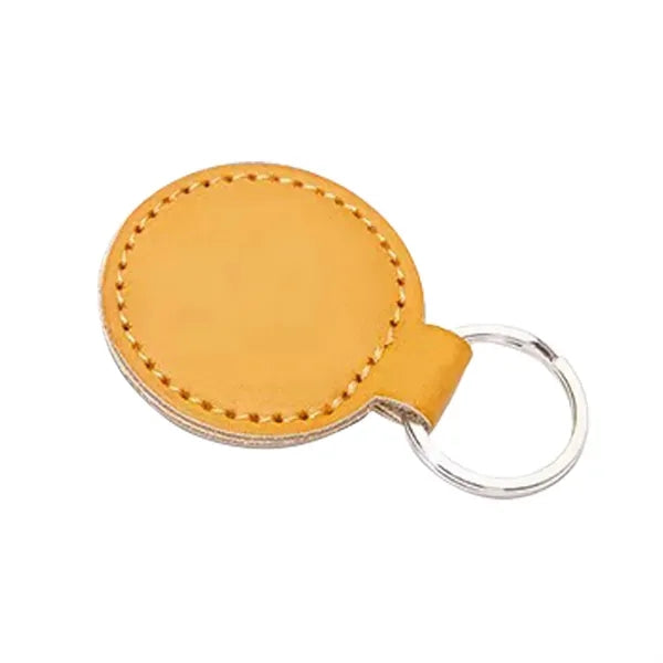Simulated Leather Circular Key Chain