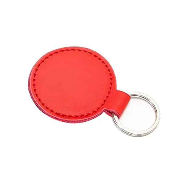 Simulated Leather Circular Key Chain