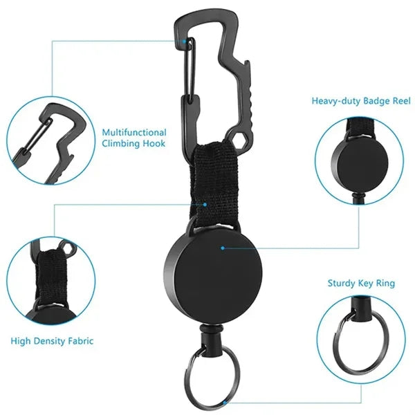 2 in 1 Retractable Key Chain Bottle Opener With Carabiner