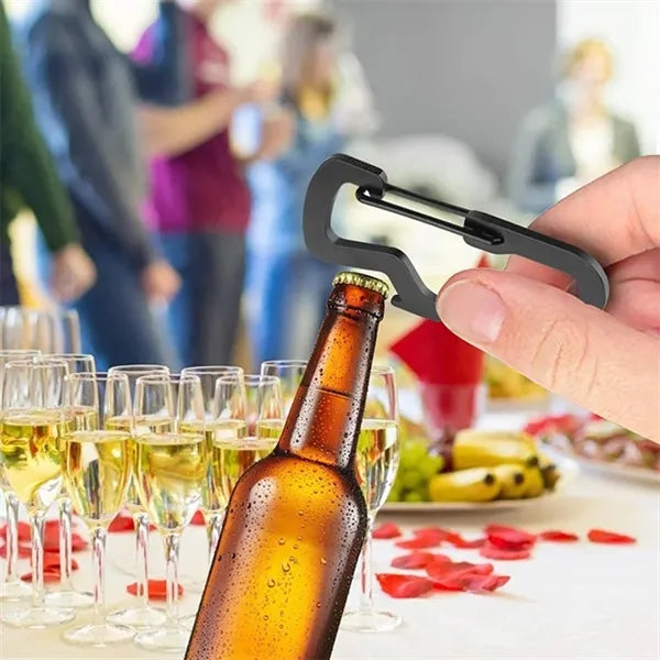 2 in 1 Retractable Key Chain Bottle Opener With Carabiner