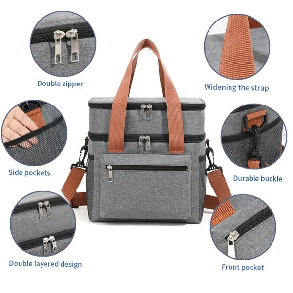 Double-layer Picnic Office Workers with Meal Thermal Bag