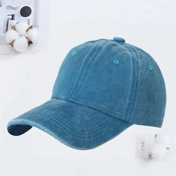 Cotton Washed Plain Baseball Cap Retro Adjustable Dad Hat
