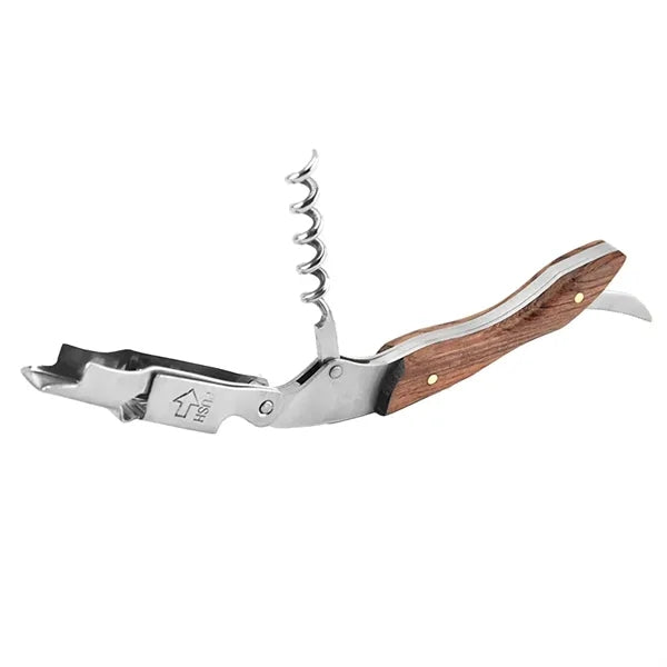 Corkscrew and Bottle Opener with Serrated Knife