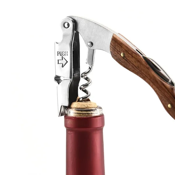 Corkscrew and Bottle Opener with Serrated Knife