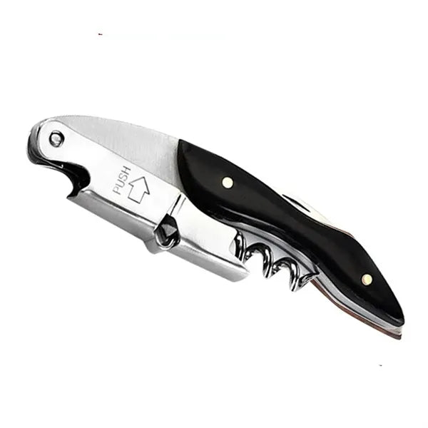 Corkscrew and Bottle Opener with Serrated Knife