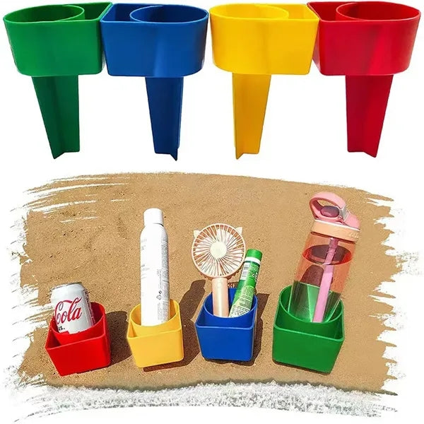 Multi-Functional Beach Cup Holder with Pocket
